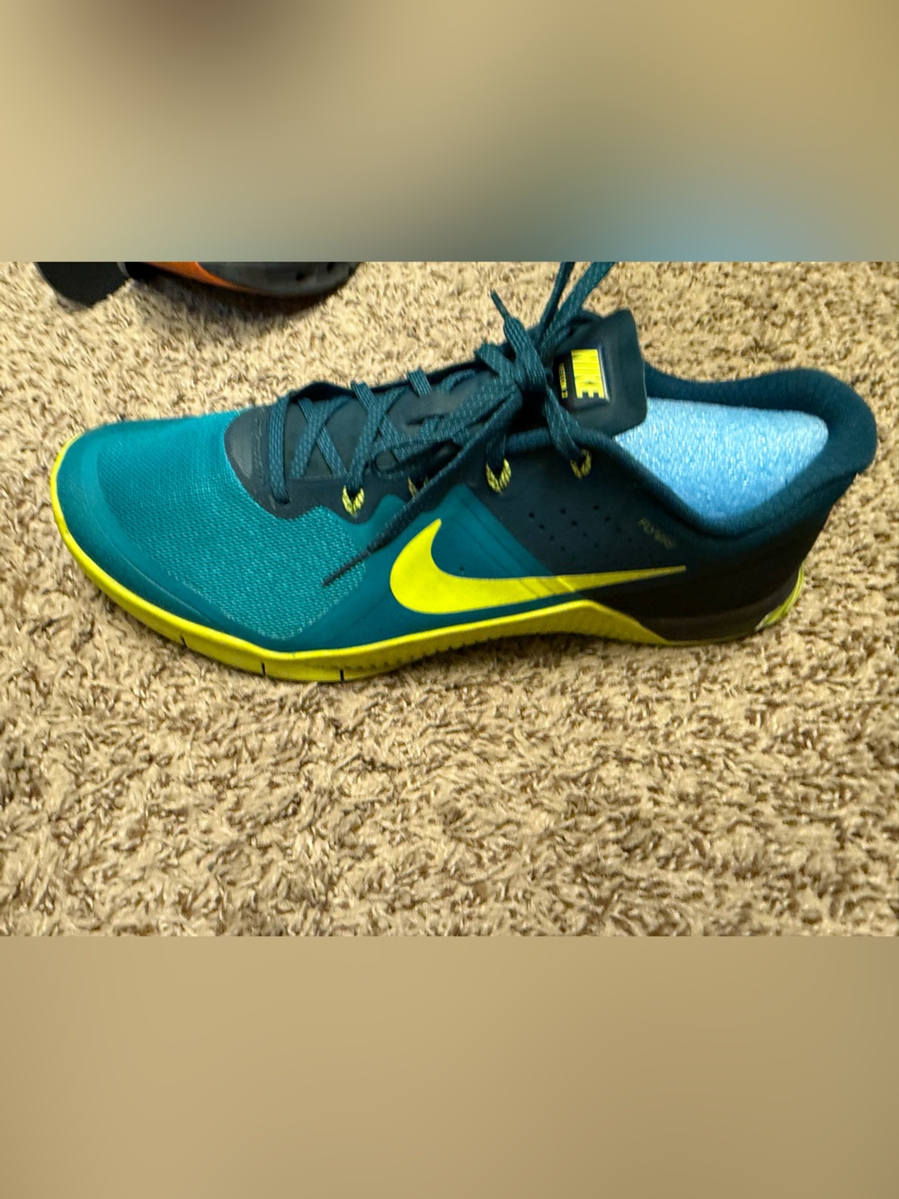 Nike Metcon Men’s Teal and Yellow Athletic Sneakers - EXCELLENT SHAPE!